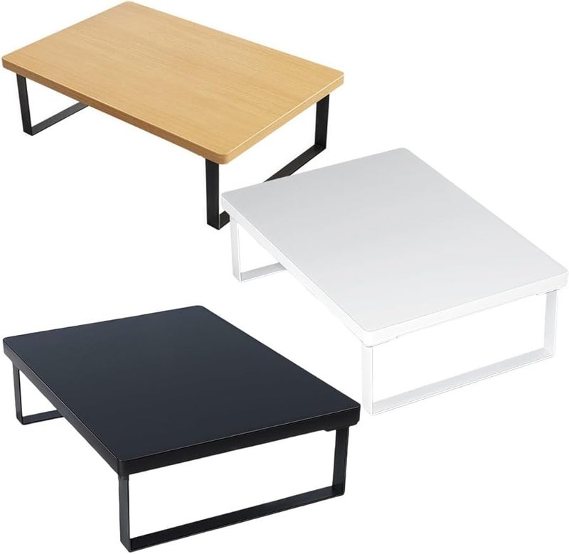 Black Microwave Oven Rack Metal Wood Stand with Non Slip Feet 40x30cm - Image 3